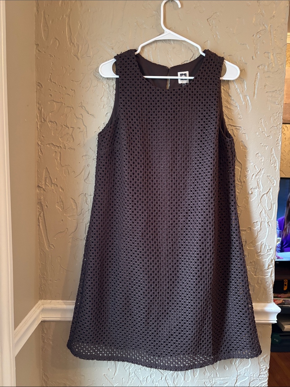 NWT Anne Klein Brown Crochet-Overlay A-Line Dress